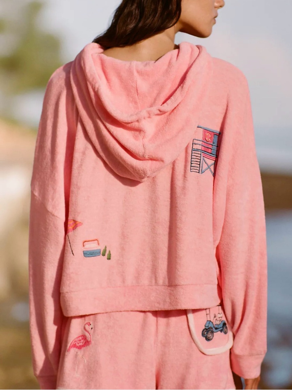 NWT Anthropologie x Celandine Embroidered Sweatshirt in Mesa Pink Size Medium
